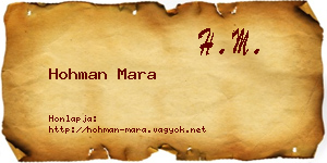 Hohman Mara névjegykártya